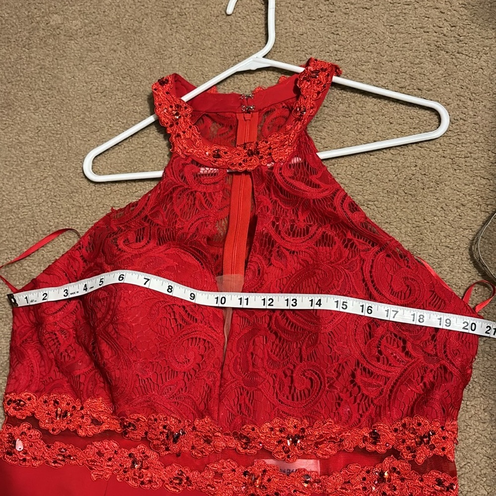 BouBou Red Full Length Halter Prom Dress Size 2X - Picture 6 of 9